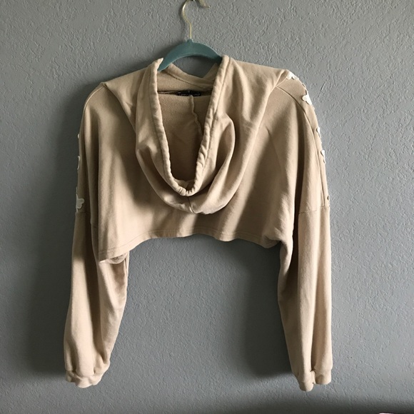 Super cropped Charlotte Russe Nude hoodie - Picture 2 of 3